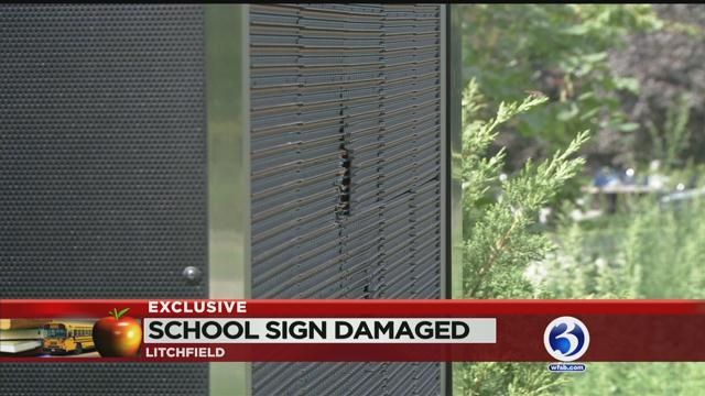 Residents outraged after Litchfield school sign destroyed