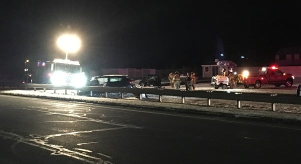 Southbound lanes of the Berlin Turnpike remain closed in Berlin near Sage Park.  (WFSB)