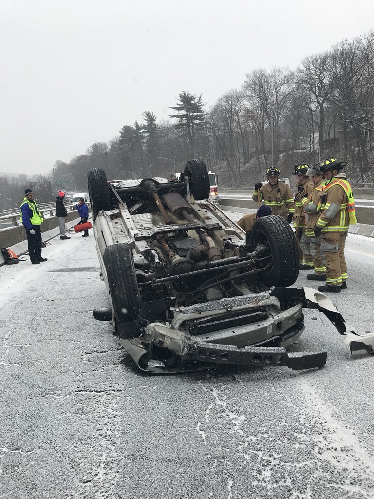 Rollover on Route 8 in Naugatuck (CT State Police)