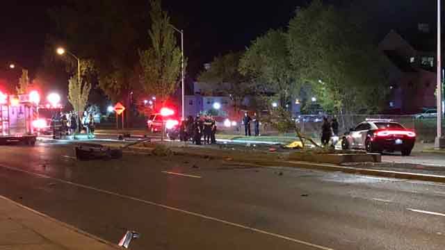 Crews responded to a crash in Hartford Tuesday night (WFSB)