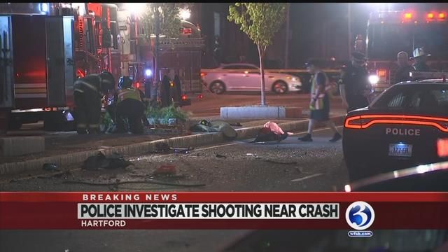 Hartford police investigate serious crash, nearby shooting